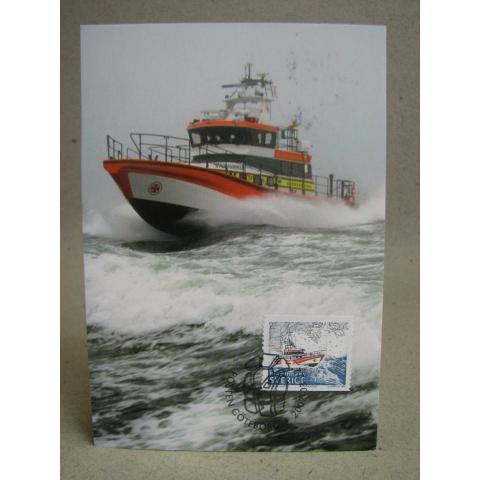 Vykort - Maximikort med fina stämplar på 2 frimärken - Sjöräddning