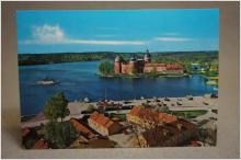 Vy Mariefred Gripsholms slott och s/s Mariefred - oskrivet äldre vykort 