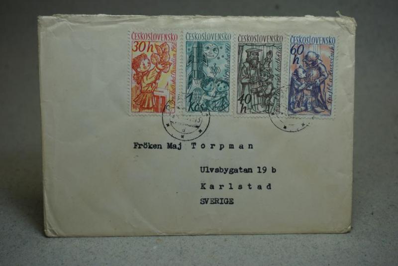 Brev med stämplade  frimärken - Ceskoslovensko 1961