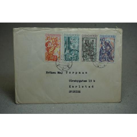 Brev med stämplade  frimärken - Ceskoslovensko 1961