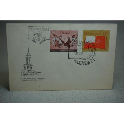Polska  FDC med stämplade  frimärken - Polen 1956 warszawa