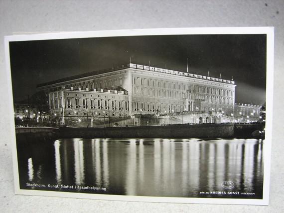 Kungliga slottet 1958 Stockholm skrivet gammalt vykort