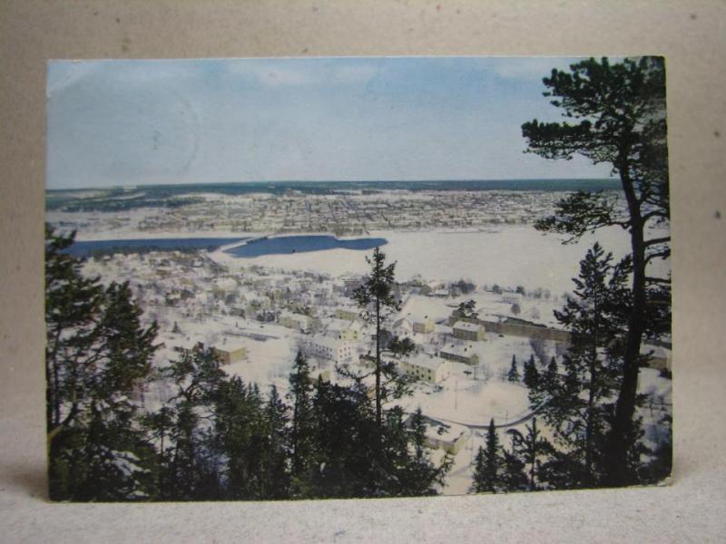 Vy över Frösön och Östersund 1960 Jämtland skrivet äldre vykort