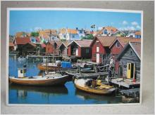 Båtar vid fiskeläge Bohuslän skrivet Äldre vykort