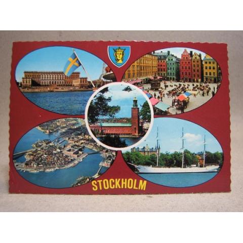 Flerbild Vyer över Stockholm 1986 Skrivet vykort