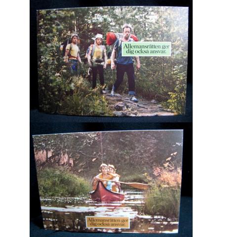 2 vykort om Allemansrätten 1979