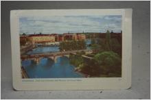 Vykortsbrev Strömmen med Norrbro och Grand Hotel Stockholm skrivet 1956 Nordisk Konst 4 gamla frimärken