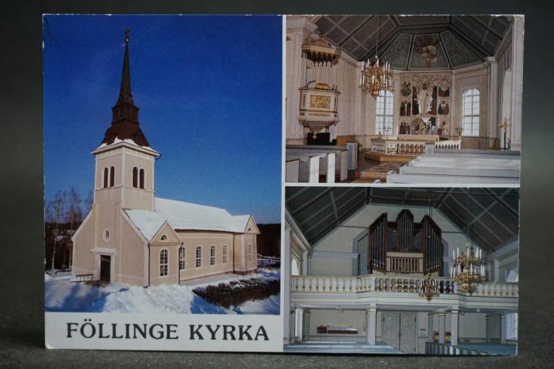 Föllinge  kyrkan äldre vykort Härnösands Stift