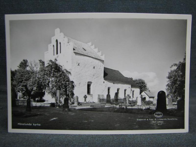 Gammalt Vykort oskrivet Hässlunda kyrka 1957 Skåne