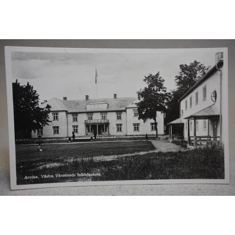 Arvika Västra Värmlands Folkhögskola 1940 talet Värmland skrivet gammalt vykort