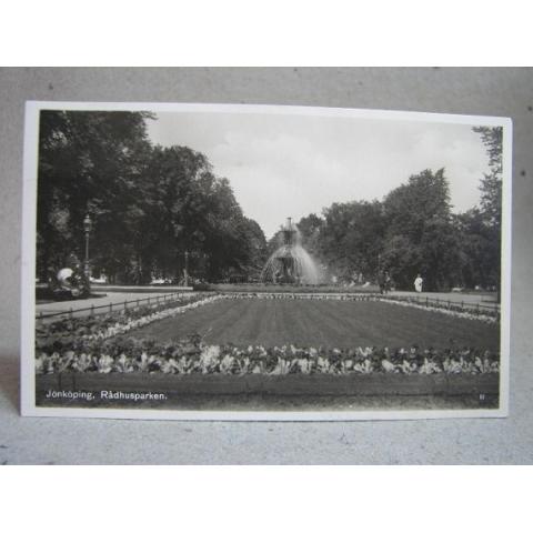 Rådhusparken Jönköping 1932 Småland skrivet gammalt vykort