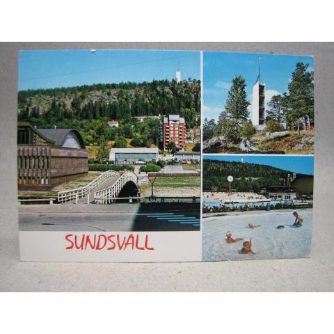 Folkliv Bad med mera Sundsvall skrivet äldre vykort