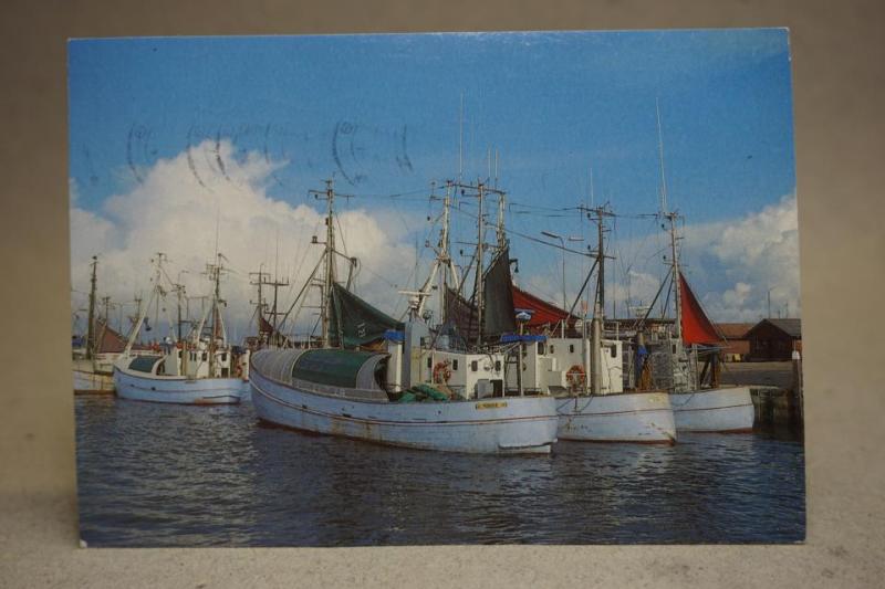 Fiskeflottan Hvide Sandö Danmark skrivet äldre vykort