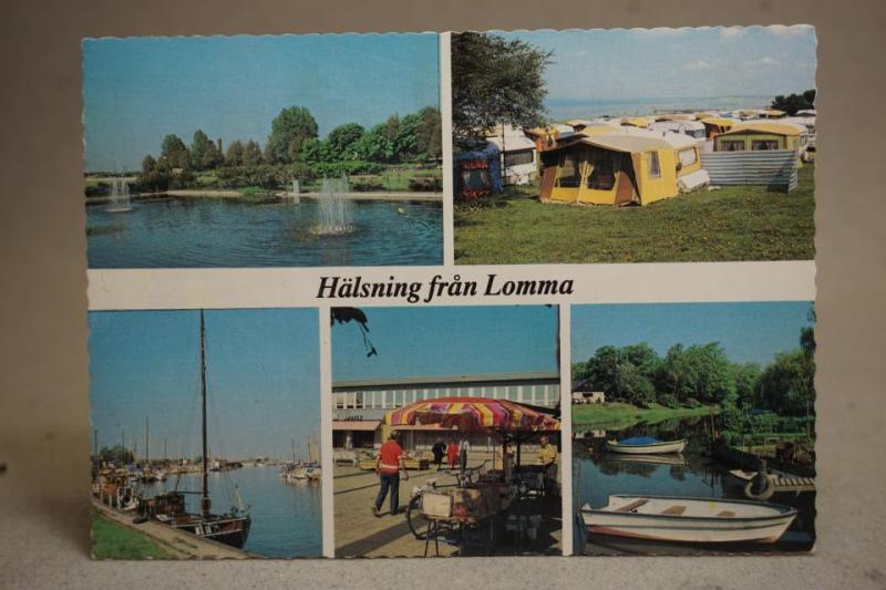 Camping Båtar och vyer från Lomma 1993 Skrivet äldre vykort
