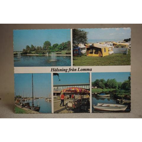 Camping Båtar och vyer från Lomma 1993 Skrivet äldre vykort