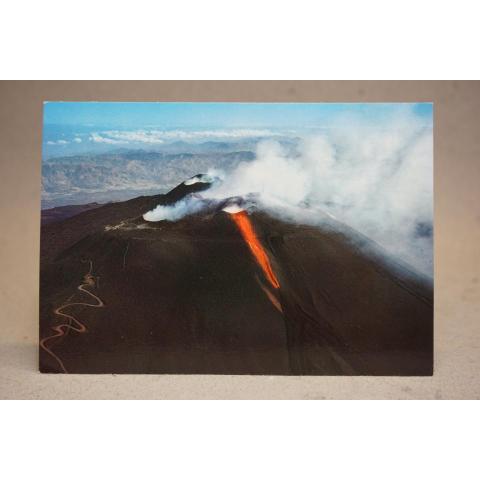 Vulkanutbrott Etna Sicilien Oskrivet äldre vykort