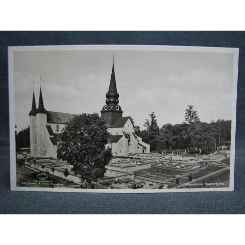 Gammalt Vykort skrivet Warnhems klosterkyrka