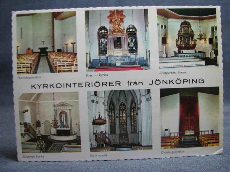 Vykort Kyrkointeriörer från Jönköping 1976