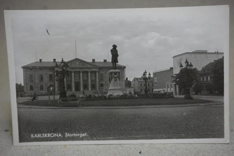 Karlskrona Stortorget Blekinge Gammalt vykort 1954 Blekinge