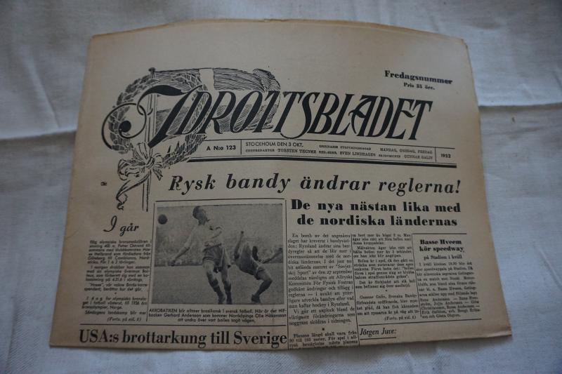Idrottsbladet  1952 nr  123  - Sporthändelser under 1950-tal - Bl.a om Hasse Hweem kör speedway .....