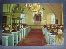 Vykort oskrivet Folkliv i Mellösa kyrka Södermanland
