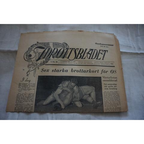 Idrottsbladet  1952 nr  40  - Sporthändelser under 1950-tal - Bl.a om 6 starka brottarkort för OS  .......