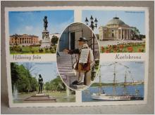Äldre vykort flerbild Fartyg med mera Karlskrona Blekinge