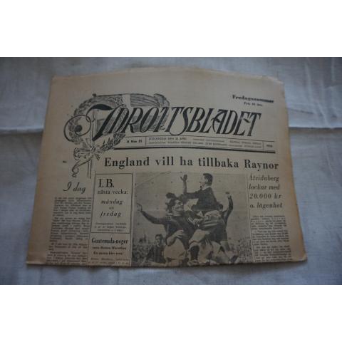 Idrottsbladet  1952 nr  51  - Sporthändelser under 1950-tal - Bl.a om England vill ha tillbaka Raynor  .......