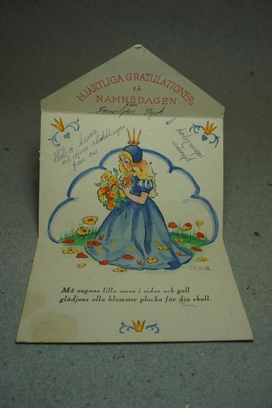 Gammalt vackert Gratulationshälsning med prinsessa Stämplad 1940-talet 