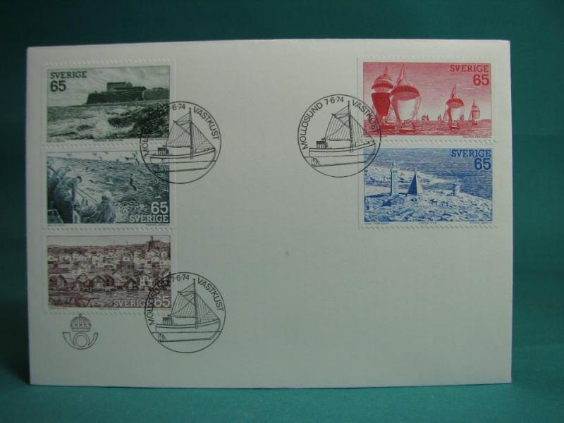 Västkust 7/6  1974  - FDC med Fint stämplade frimärken