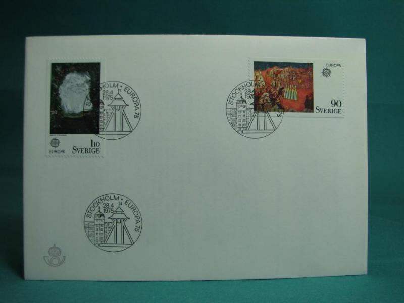 Europa 75 - 28/4 1975  - FDC med Fint stämplade frimärken