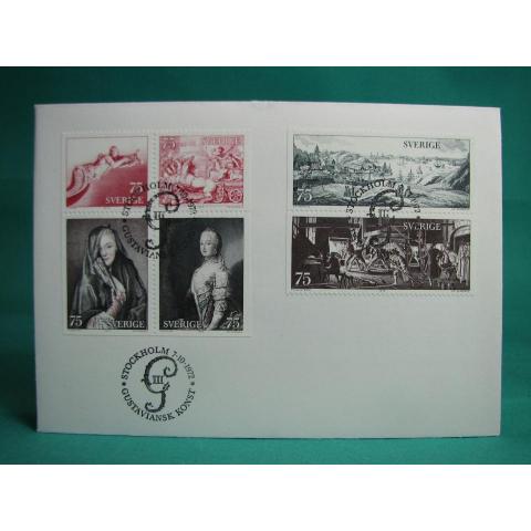 Gustaviansk konst 7/10 1972 - FDC med Fint stämplade frimärken