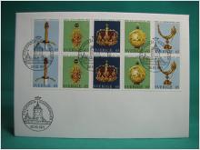 Riksregalier 20/10 1971 - FDC med Fint stämplade frimärken