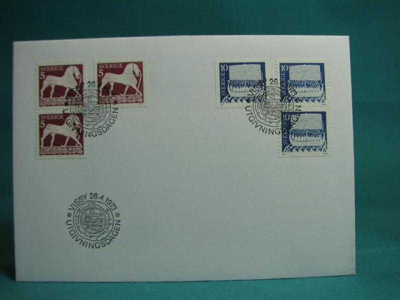 Utgivningsdagen  26/4  1973  - FDC med Fint stämplade frimärken