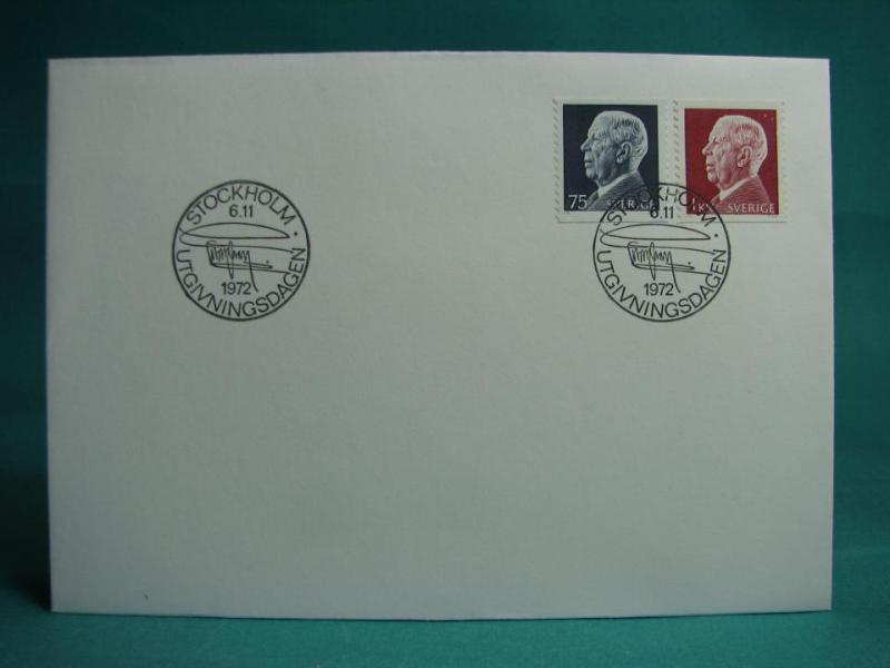 Gustav VI Adolf 6/11 1972 - FDC med Fint stämplade frimärken
