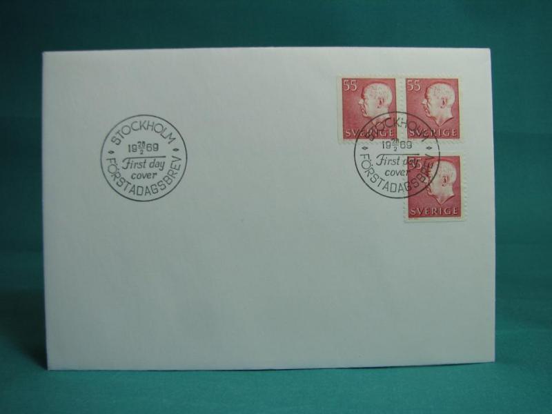 Gustaf VI Adolf 28/2 1969 - FDC med Fint stämplade frimärken
