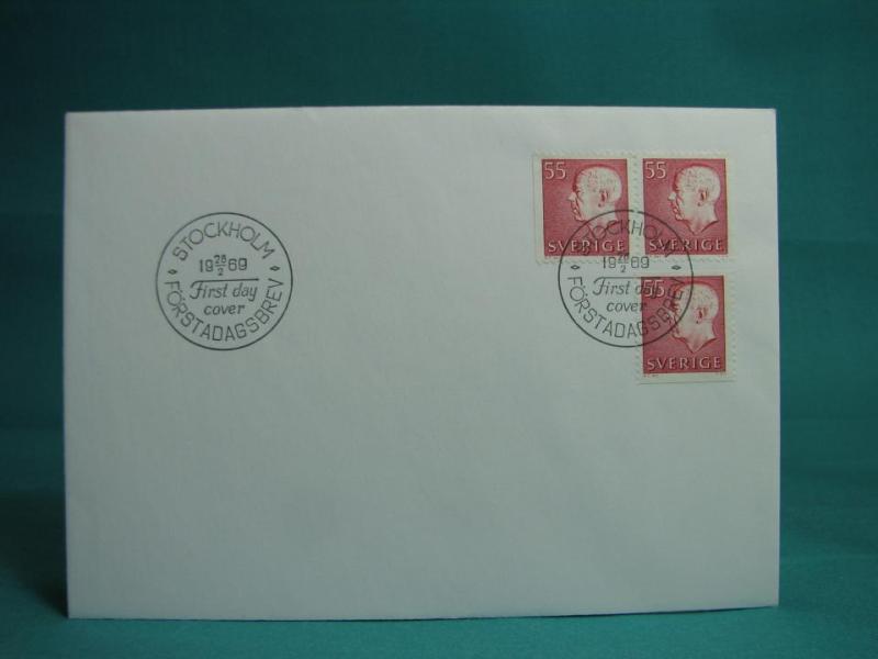 Gustaf VI Adolf 28/2 1969 - FDC med Fint stämplade frimärken