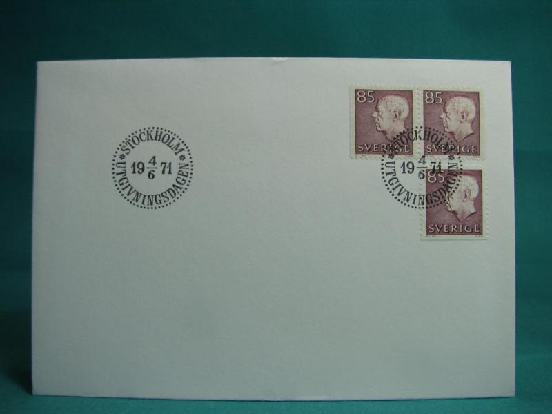 Gustaf VI Adolf  4/6 1971 - FDC med Fint stämplade frimärken