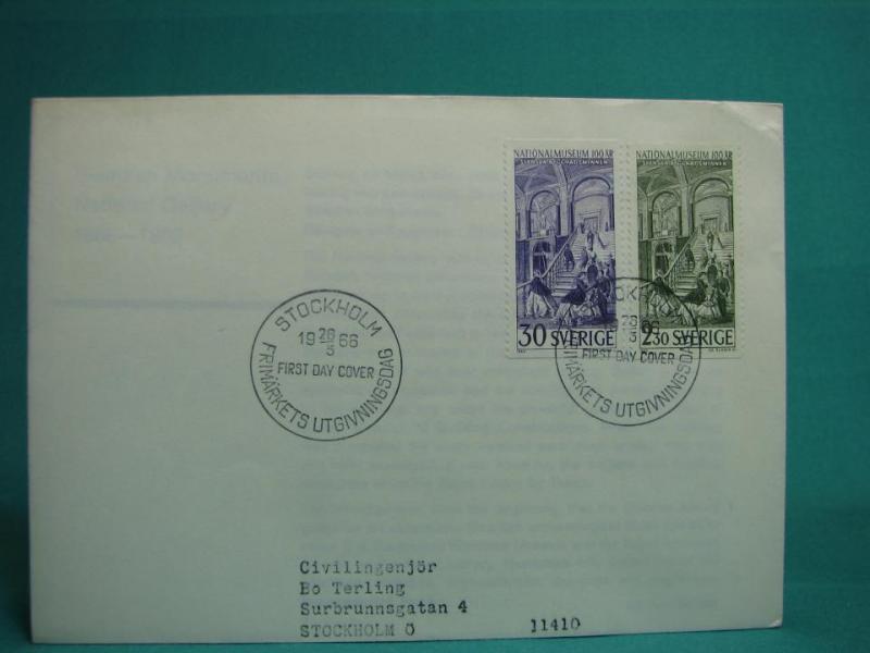 Nationalmuseibyggnanden 100 år 26/3  1966 - FDC med Fint stämplade frimärken