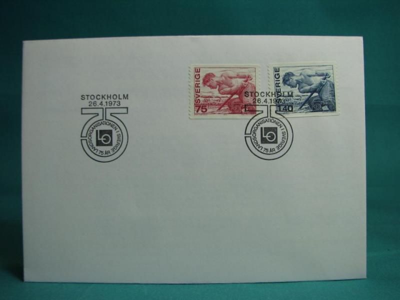 LO 75 år 26/4  1973  - FDC med Fint stämplade frimärken