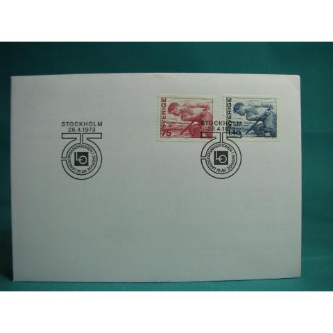 LO 75 år 26/4  1973  - FDC med Fint stämplade frimärken