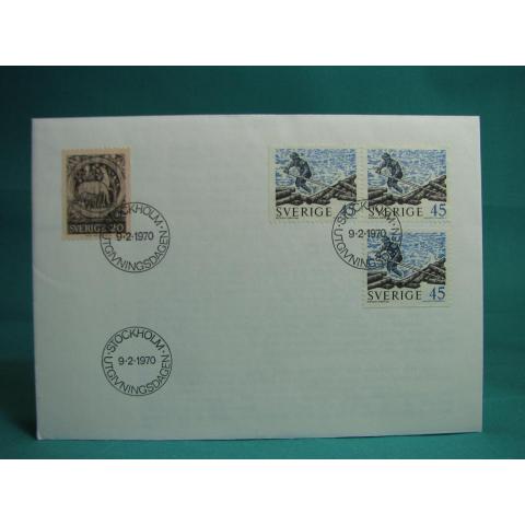 Timmerflottning 9/2 1970 - FDC med Fint stämplade frimärken