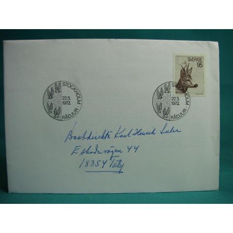 Rådjur 22/3   1972 - FDC med Fint stämplade frimärken
