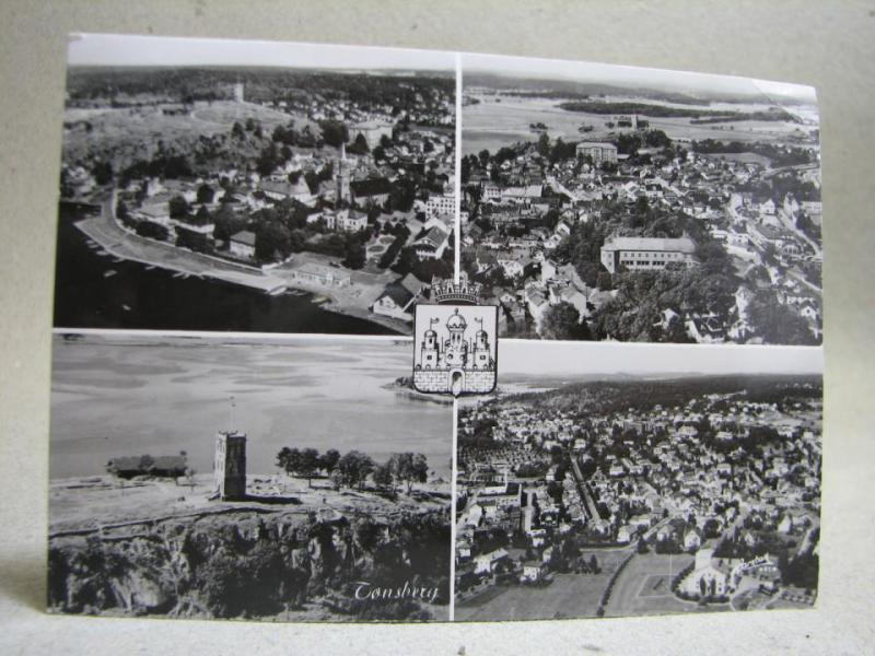 Vyer Flerbildskort Tönsberg Foto Harstad Stämplat Oslo 1955 Äldre Skrivit