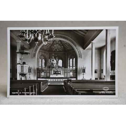 Vrigstad kyrka interiör - Gammalt oskrivet vykort