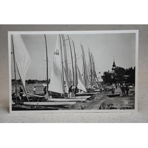 Båtar i Sandhamn   - Gammalt oskrivet vykort