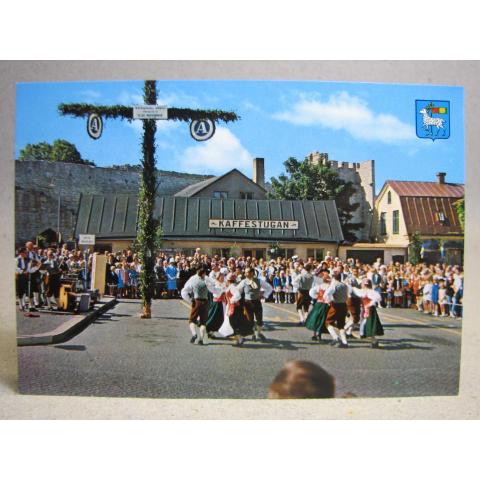 Vykort Gotland -  Folkfest med squaredans vid Kaffestugen på Södertorg Visby