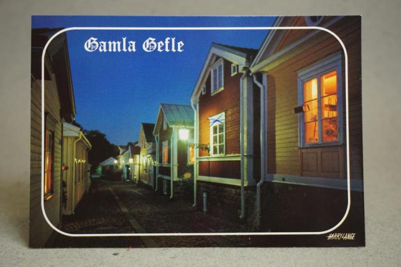 Vykort - Nedre Bergsgatan - Gamla Gefle 1989