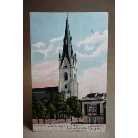 Linköping Domkyrkan 1906  -  Antikt skrivet Brevkort 