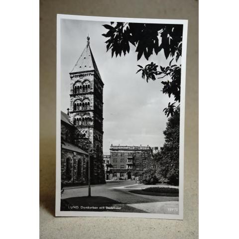 Lund Stadshuset  - Gammalt skrivet vykort 1950 - talet - Pressbyrån